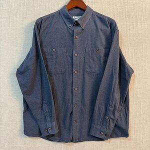 Duluth Trading Men’s Blue Long Sleeve Flannel Shirt Large Mid weight solid